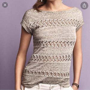 Anthropologie Akemi + Kin Lattice Stripe Linen Top